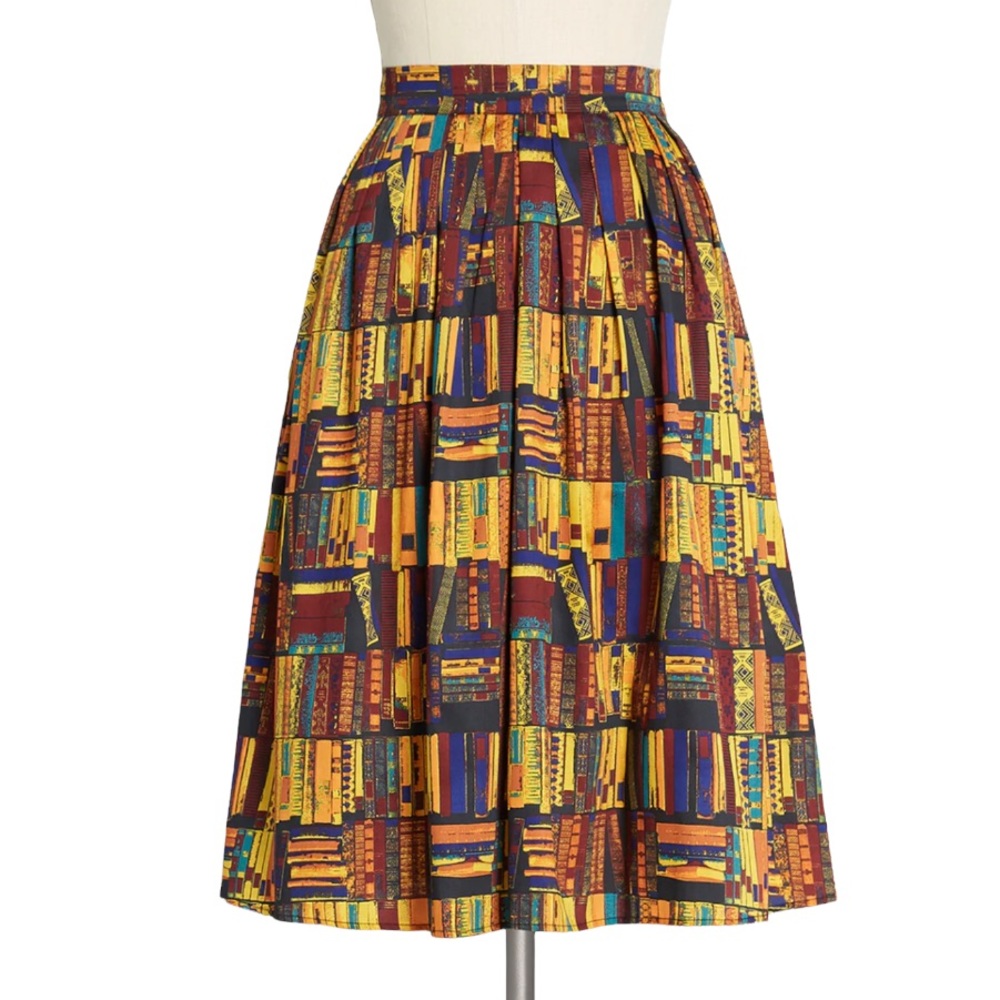 ModCloth Imagine the Possibilities Book Print Skirt